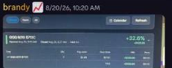 Member brandy's QQQ trade result showing a profit of $922.25