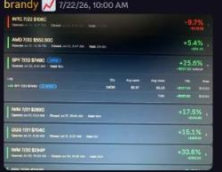 Member brandy's trade results showing gains of up to 33.6%