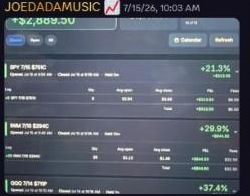 Member JOEDADAMUSIC's account showing $2,685.50 in profit and trades up to 37.4%